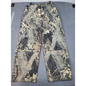 Cabela Camo Hunting Pants Mens Large Brown Made In USA Outdoor Elastic Waist